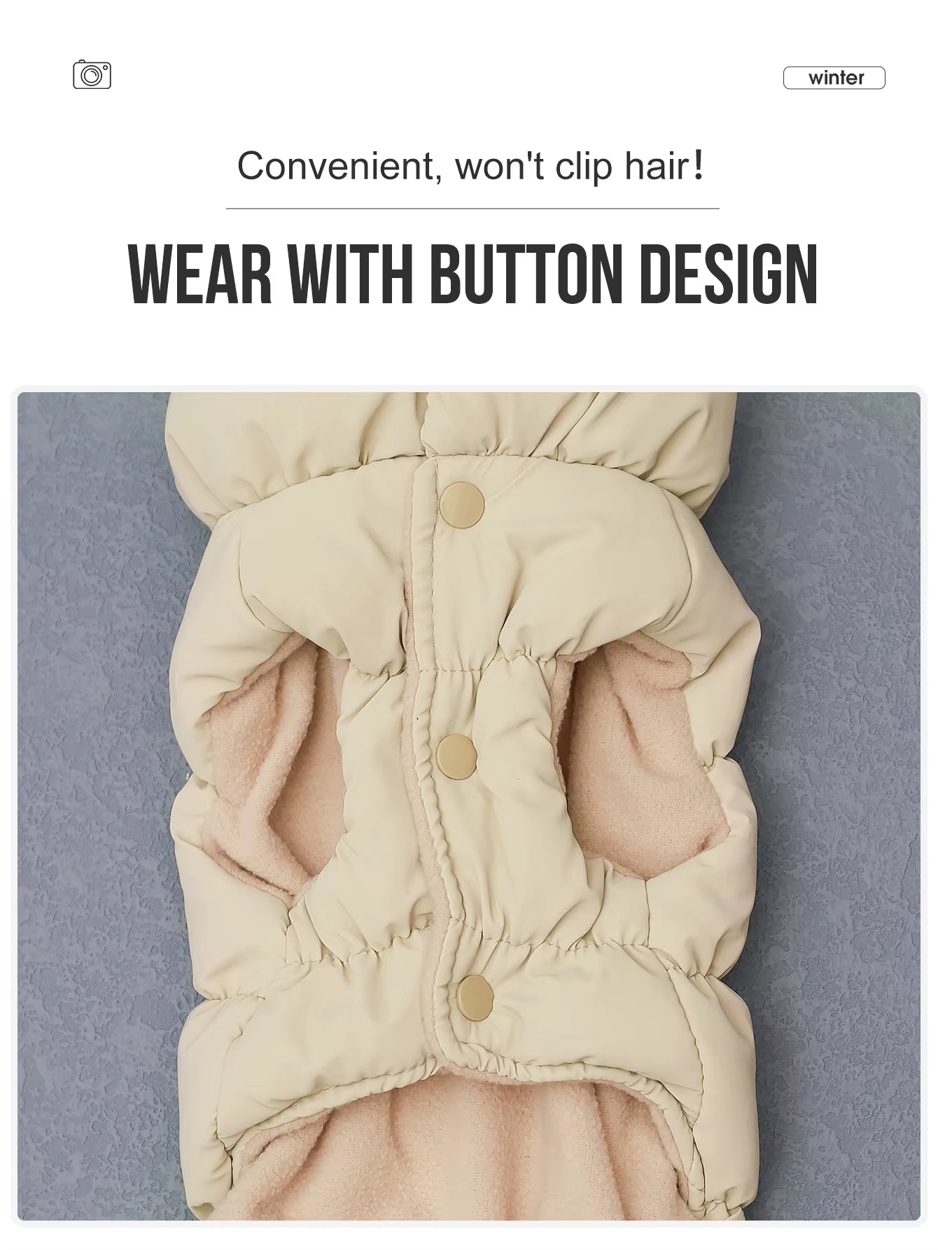 Dog Jacket for Autumn/Winter, Pet Coat, 3-Layer Thick Warm Outerwear, Suitable for Small to Medium Dogs like Poodle, Teddy, York