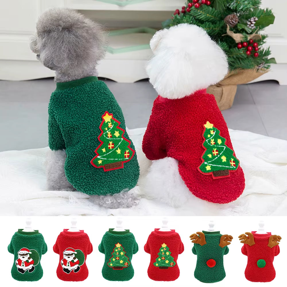 Christmas Dog Clothes Vest Pet Puppy Cat New Year Clothing Coat Cute Costume Soft Fleece Outfit Clothing Pug Chihuahua S-2XL