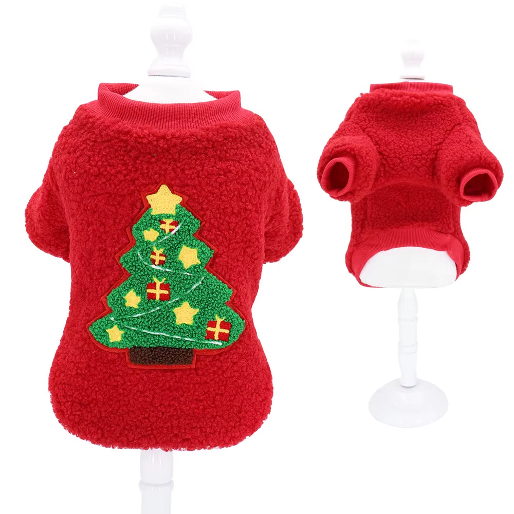Christmas Dog Clothes Vest Pet Puppy Cat New Year Clothing Coat Cute Costume Soft Fleece Outfit Clothing Pug Chihuahua S-2XL