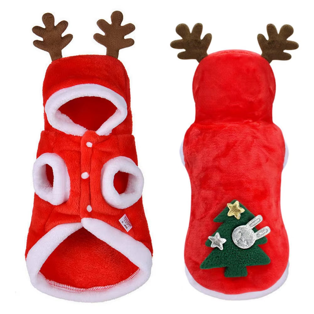 Pet Dog Clothes Autumn Keeps Warm in Winter Flannel Festive Clothes Dog Cat Deer Christmas Tree Clothes New Year Gifts Elk