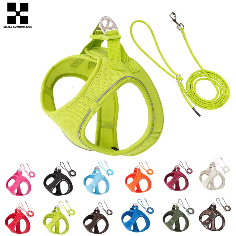 Dog Harness Leash Set for Small Medium Dog Adjustable Reflective Puppy Cat Harness Pet Vest Chihuahua Dachshund Outdoor Walking