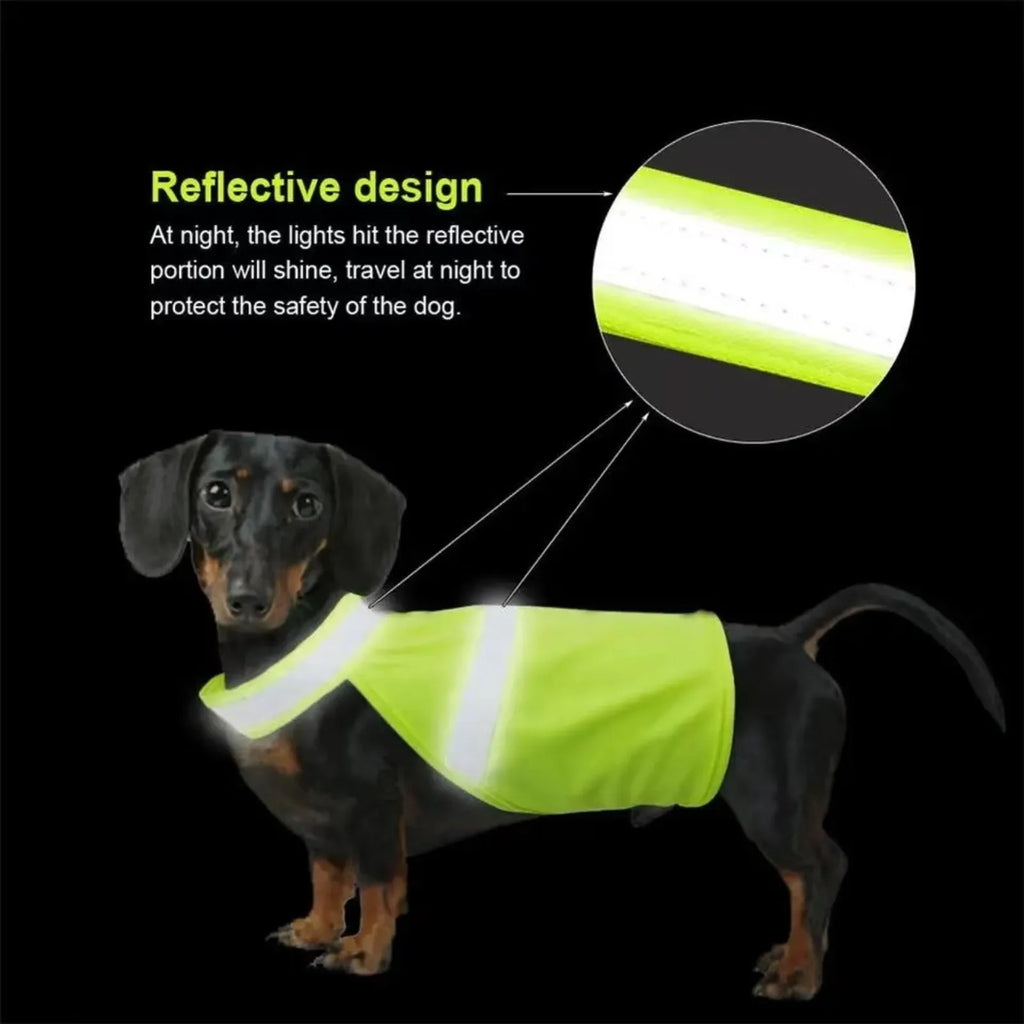 Reflective Dog Safety Vest High Visibility Yellow Fluorescent Dog Clothes Dog Hi Vis Jacket Coat Outdoor Night Safety Pet Supply