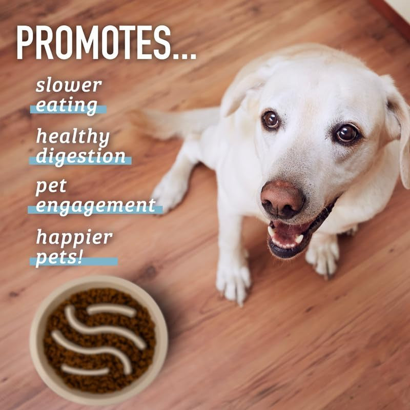 Interactive Blue Puzzle Slow Feeder Dog Bowl – 2 Cup Capacity for Healthy Eating, Perfect for All Breeds and Elevated Feeders