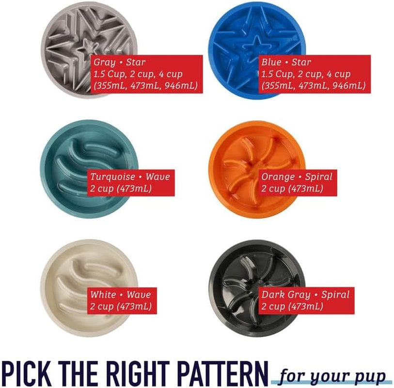 Interactive Blue Puzzle Slow Feeder Dog Bowl – 2 Cup Capacity for Healthy Eating, Perfect for All Breeds and Elevated Feeders