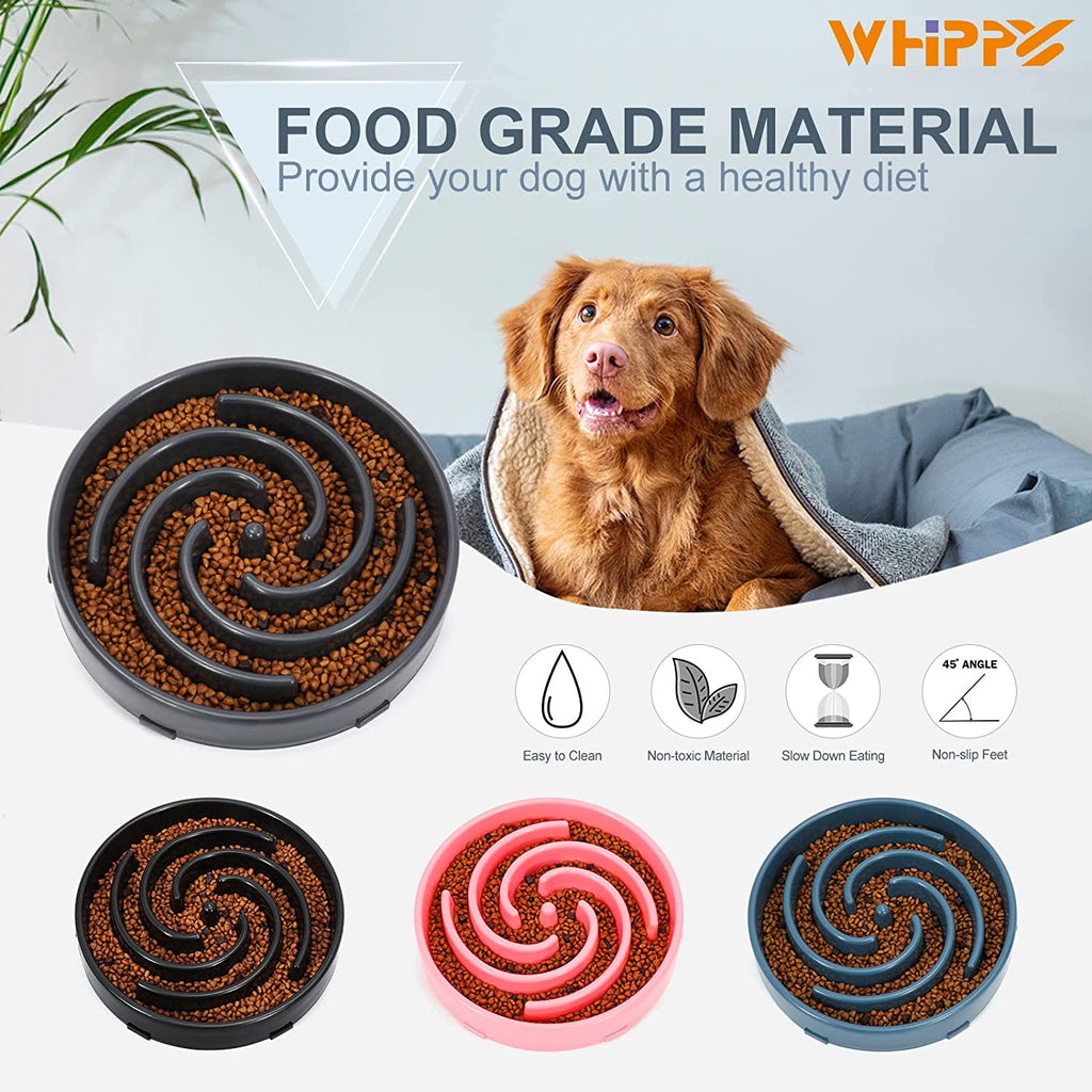 Interactive Slow Feeder Dog Bowl for Large & Medium Dogs - Non-Slip Maze Design to Promote Healthy Eating and Prevent Bloat - Stylish Light Gray Color