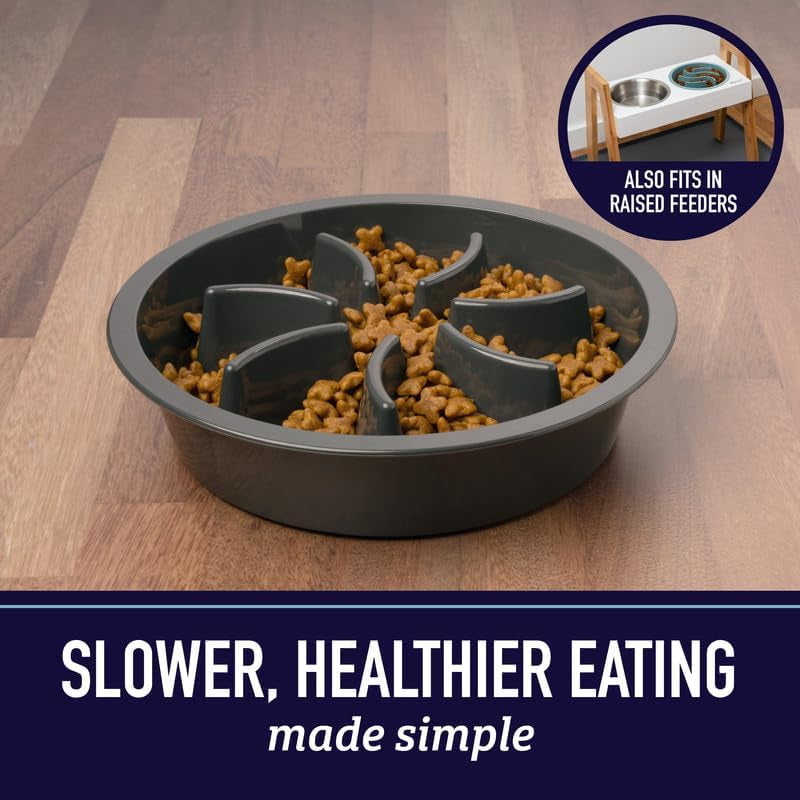 Interactive Blue Puzzle Slow Feeder Dog Bowl – 2 Cup Capacity for Healthy Eating, Perfect for All Breeds and Elevated Feeders